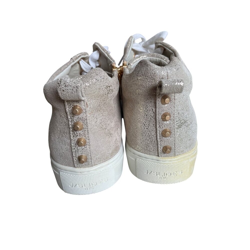 J/Slides | Ludlow Women's 7.5 Gold Metallic Leather High Top Lace Up Sneaker - Picture 4 of 9